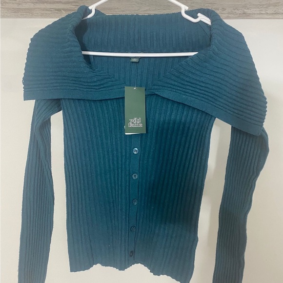 Wild Fable Off-Shoulder Teal Sweater - Picture 1 of 3